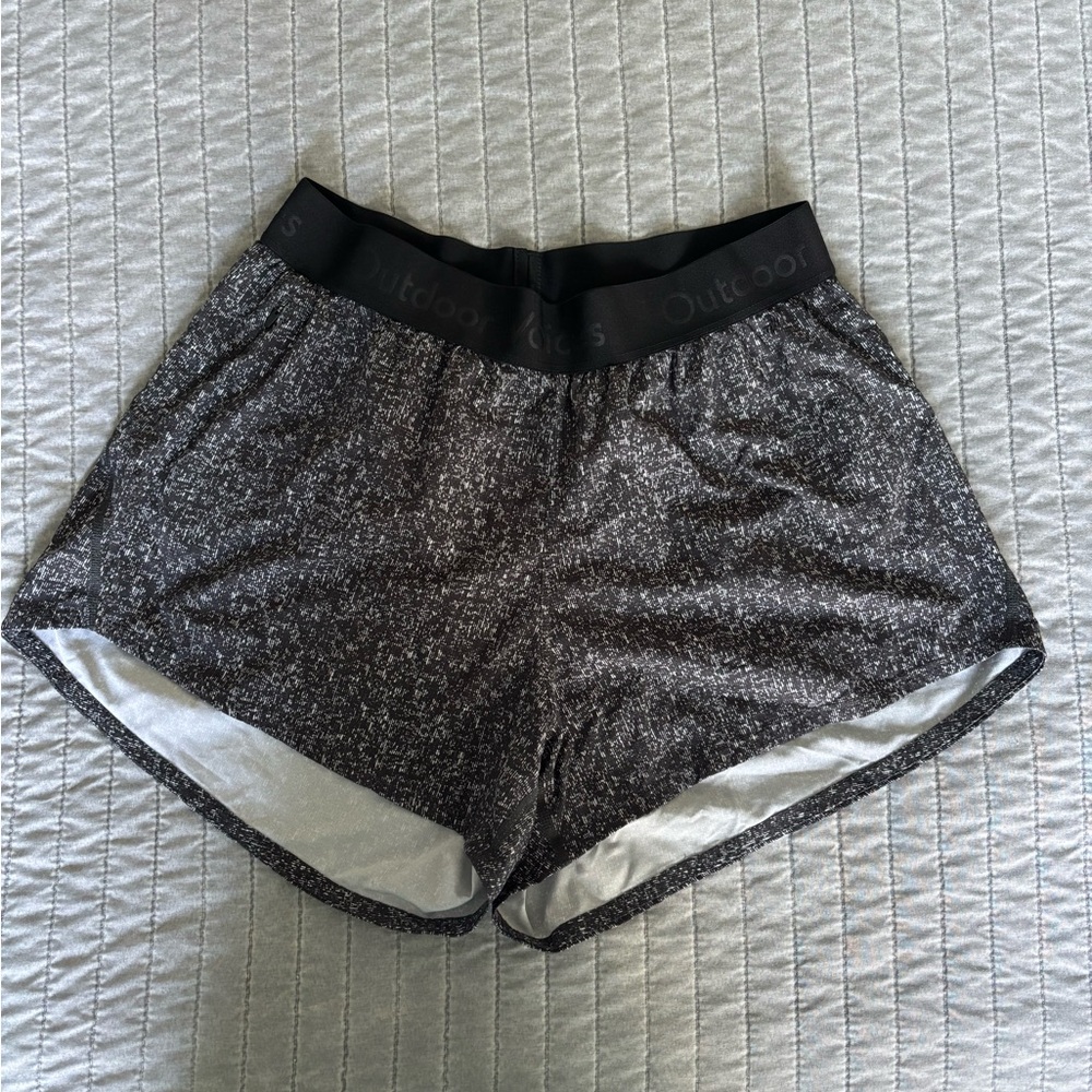Outdoor Voices Speckled Black and White Athletic Shorts